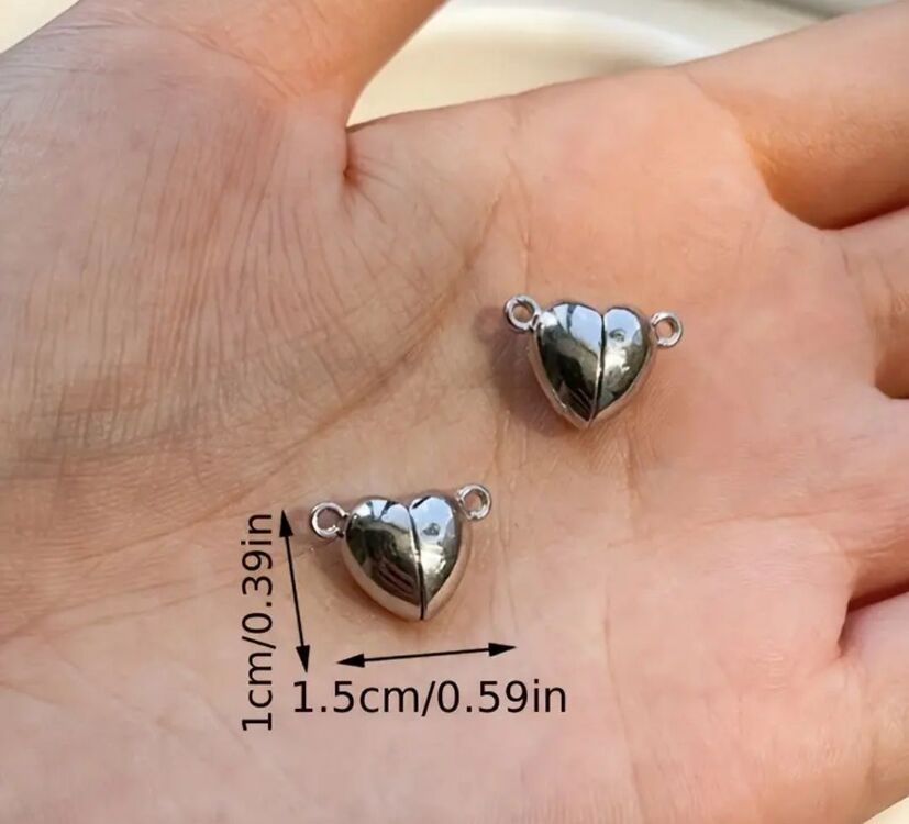 1 Çift Mıknatıslı Kalp Charm