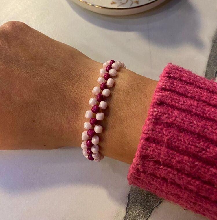 Lila Tonlu Örme Bileklik