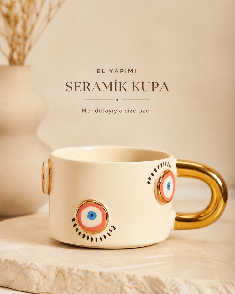 Voi ADA Ceramics Renkli Nazar Göz Kupa