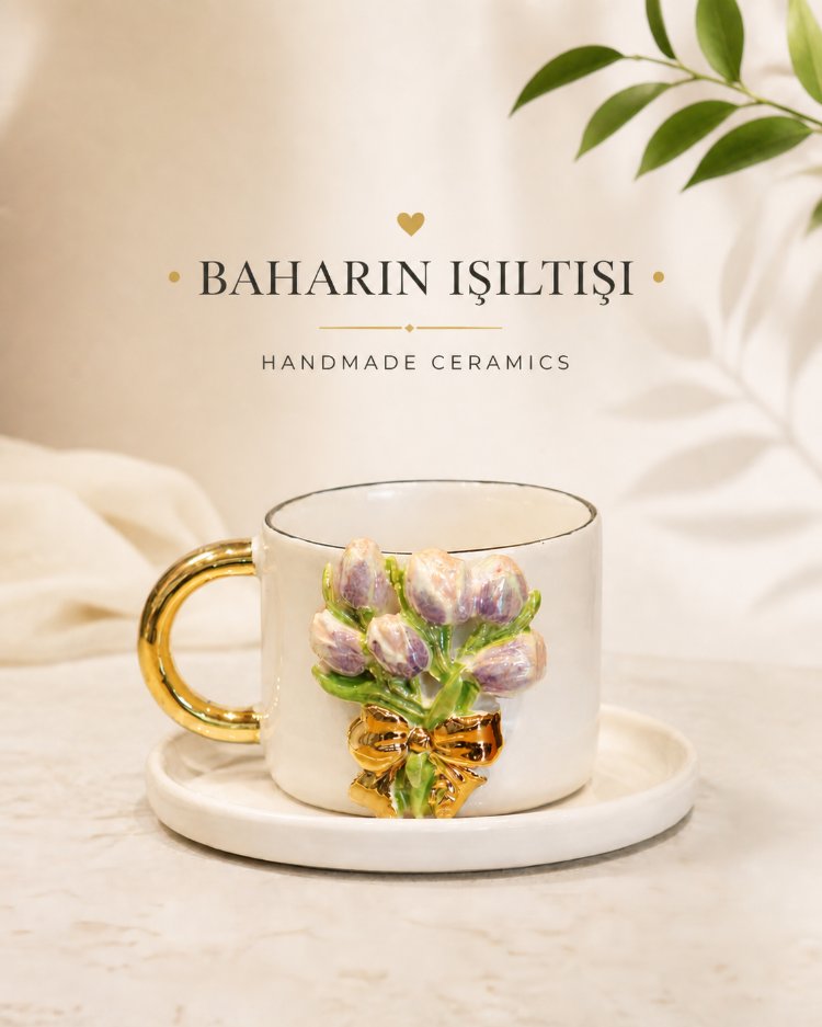 Voi ADA Ceramics Bahar Işıltısı Gold Detay Kupa