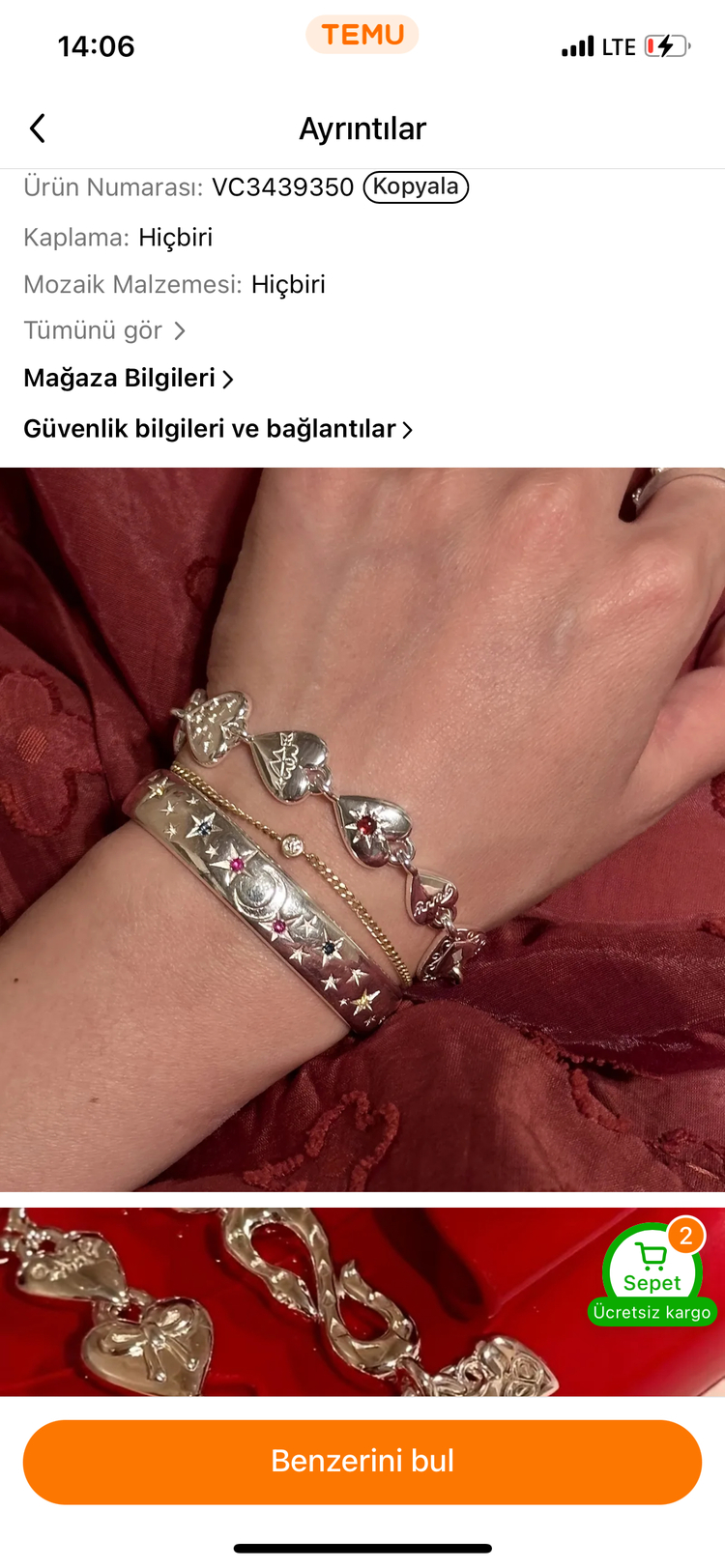 Kalp zincir bileklik