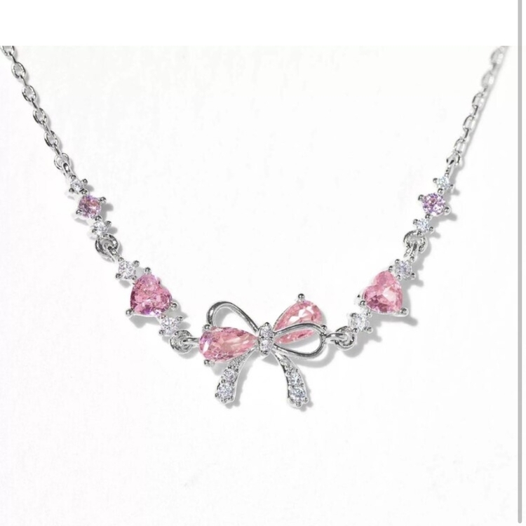 Pembe taşlı fiyonk bileklik