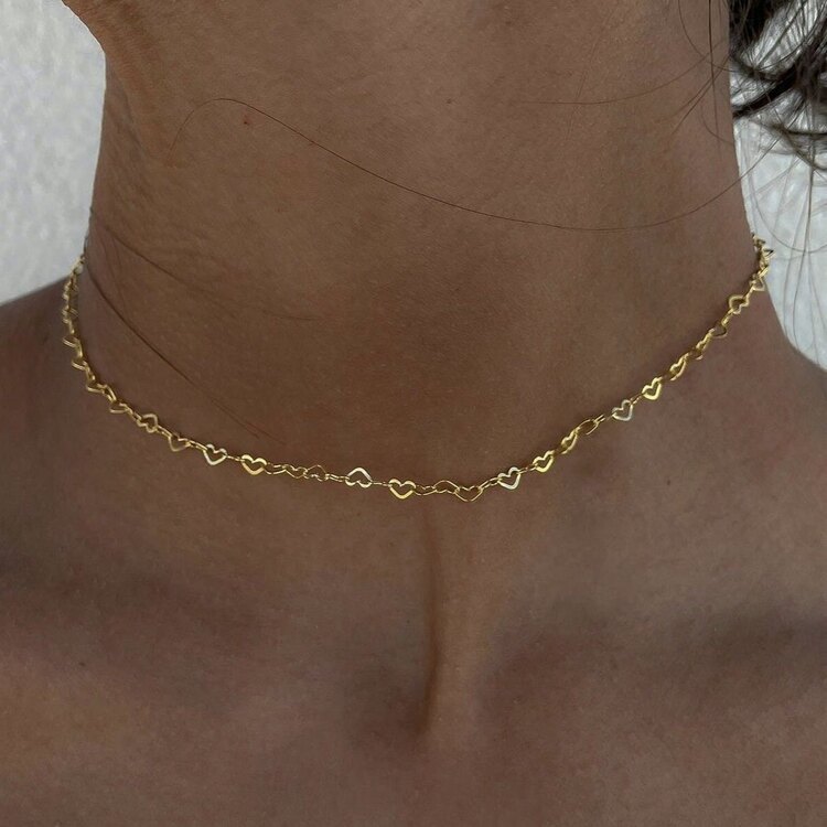 Gold kalp zincir kolye -Çelik