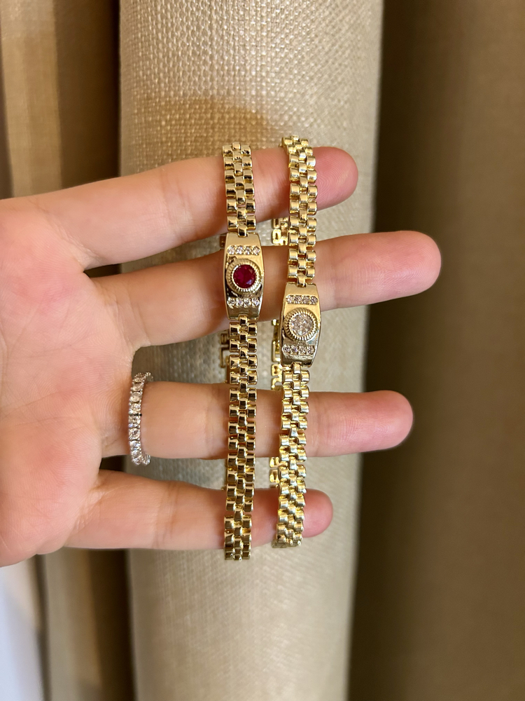 Bordo Taşlı Vintage VIP Bileklik