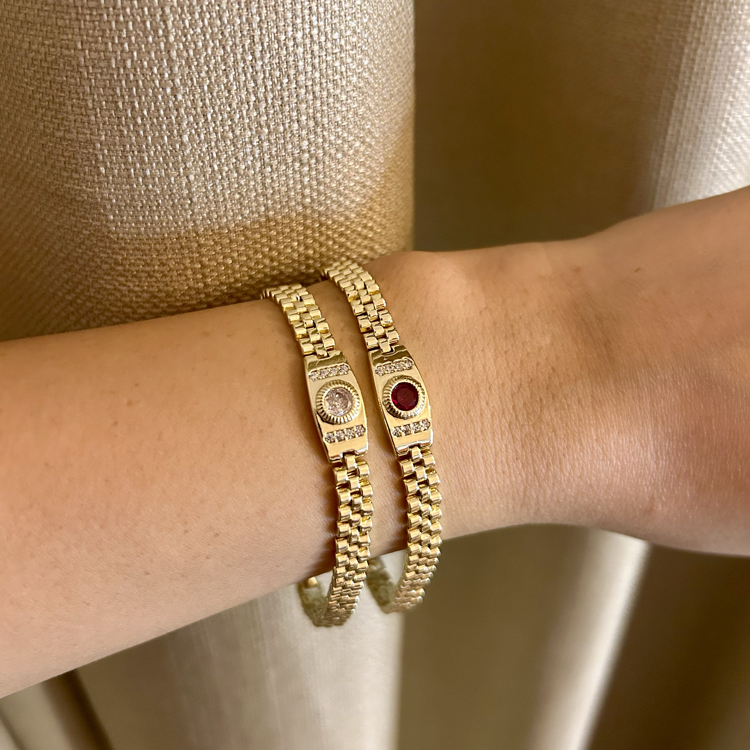 Bordo Taşlı Vintage VIP Bileklik