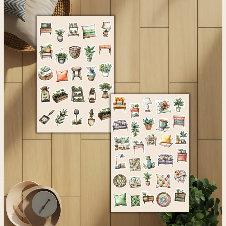 4'lü Bohem, Bahçe Sticker Set D00024