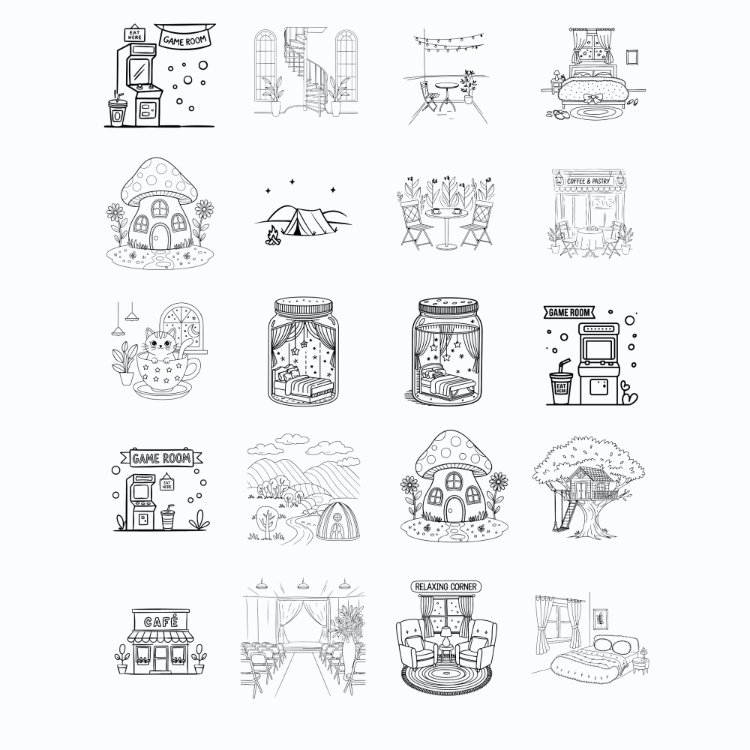 Boyama Kitabı, Köşeli Tatlı Ev, Coloring Book Boyama KŞ00025