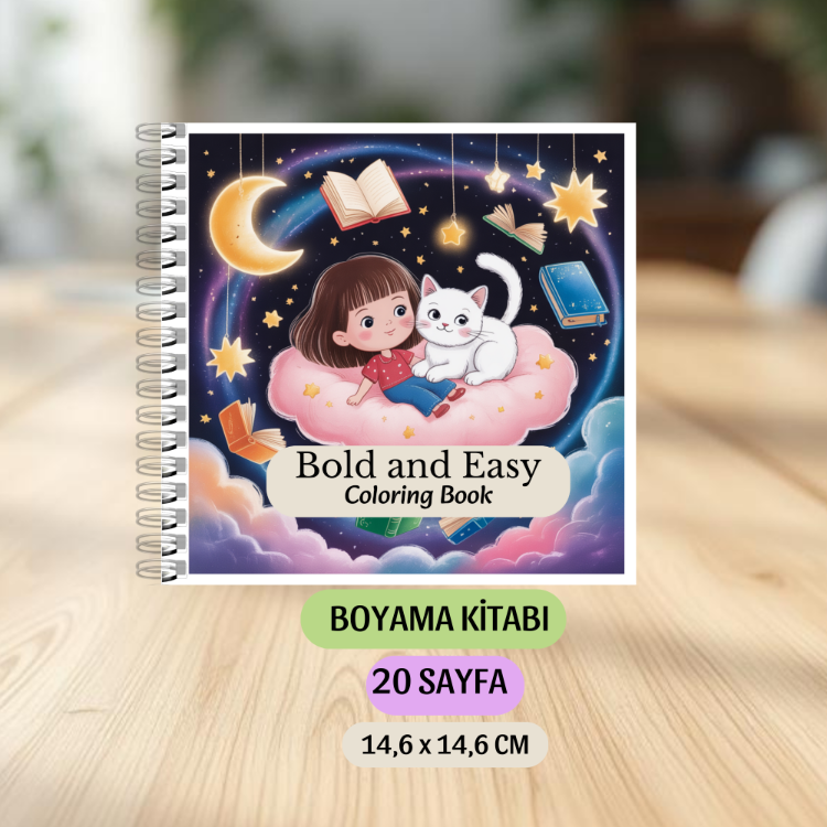 Tatlı Kedili Kız Boyama Kitabı KU0023