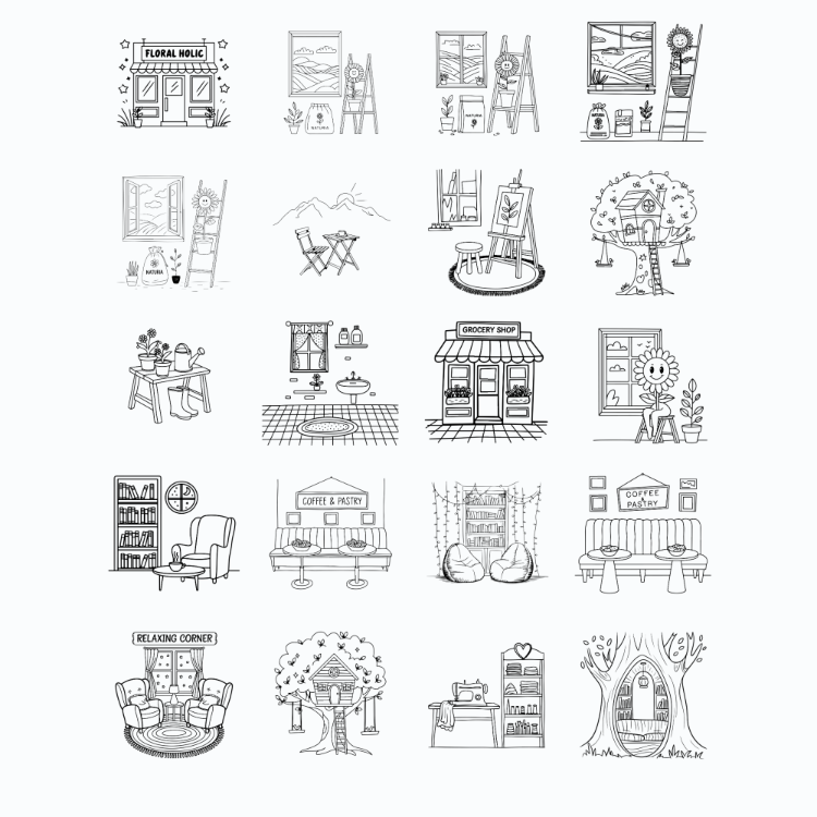 Boyama Kitabı, Köşeli Tatlı Ev, Coloring Book Boyama KŞ00025