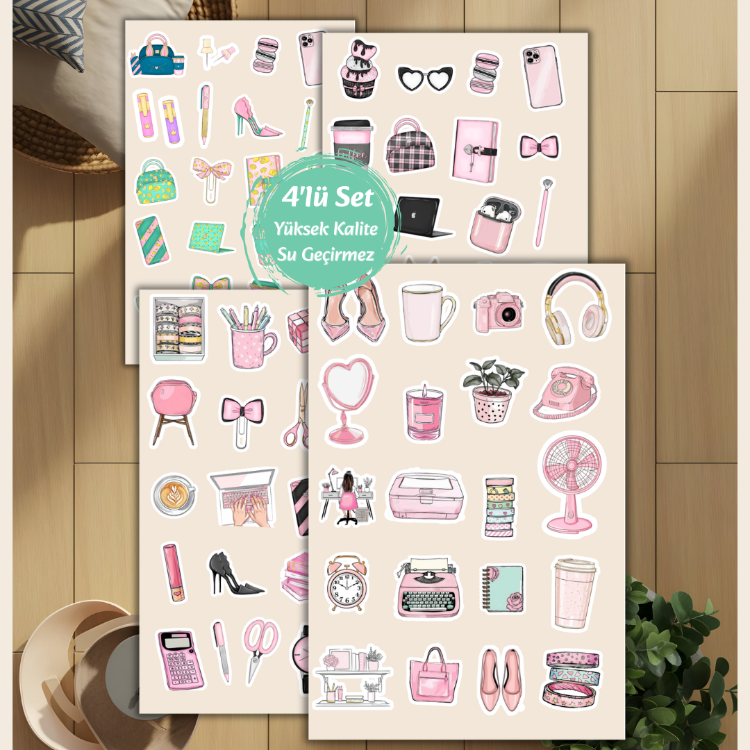 4'lü Kız Neşesi Sticker Set D00023