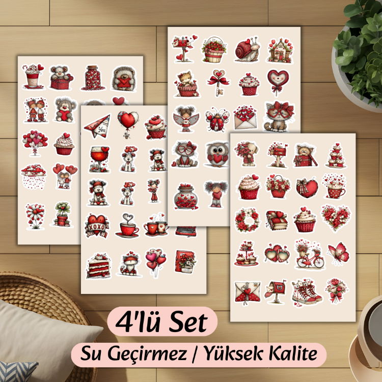 4'lü Sevgililer Günü Sticker D00006