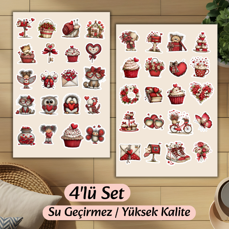 4'lü Sevgililer Günü Sticker D00006