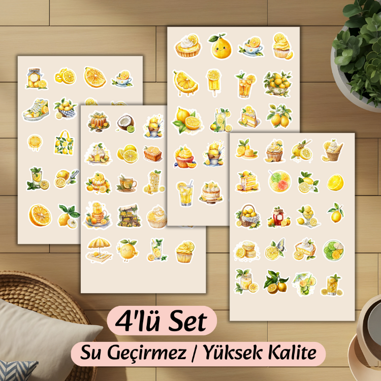 4'lü Limon Temalı Sticker D00005