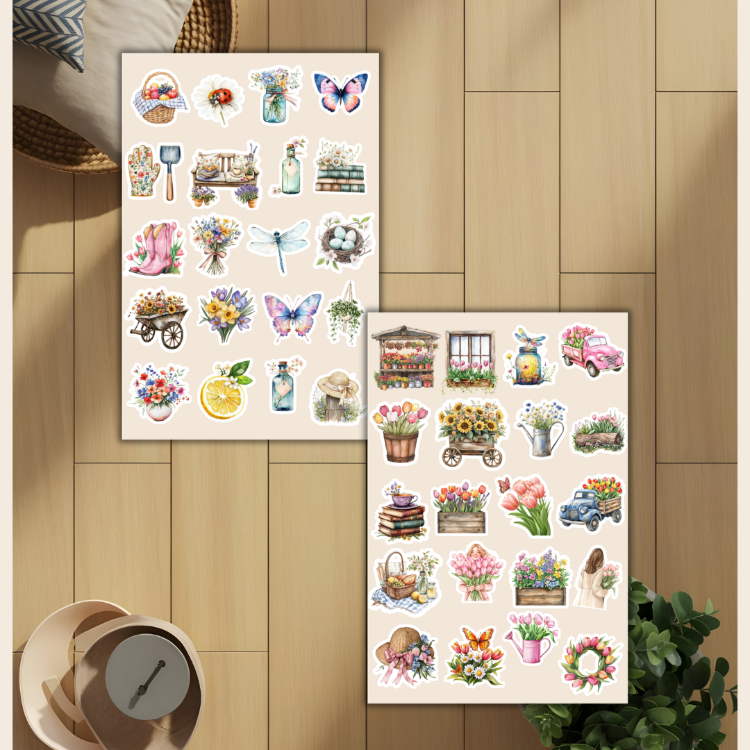 4'lü Tatlı Bahar Konsept Temalı Sticker Set D00041