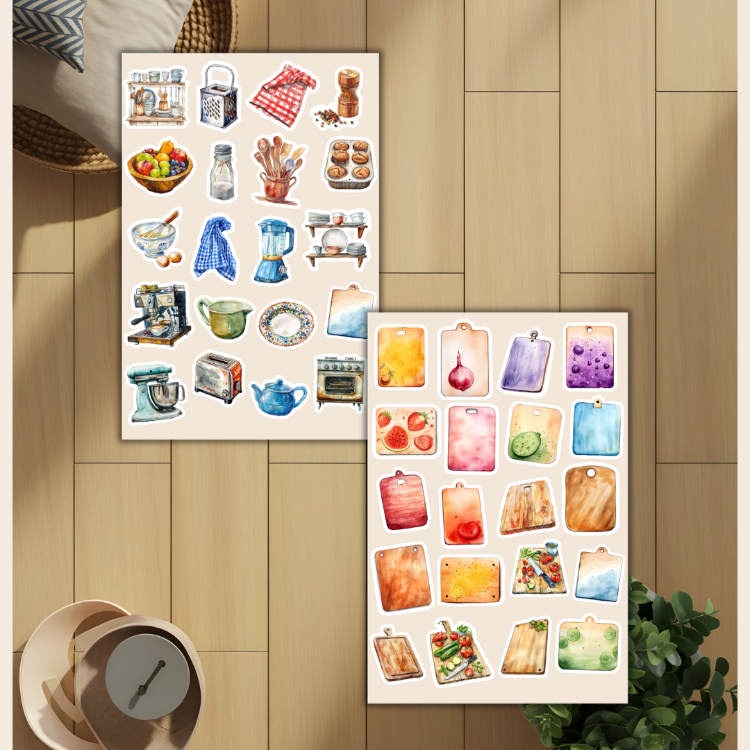 4'lü Mutfak Temalı Sticker Set D00042