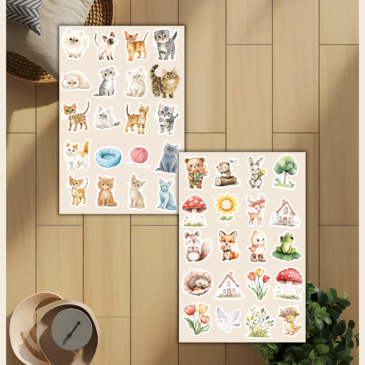 4'lü Tatlı Hayvan Sticker Set D00025