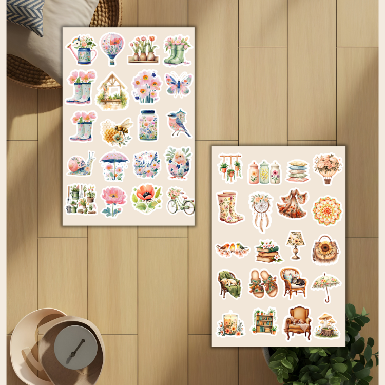 4'lü Bahar Konsept Temalı Sticker Set D00039