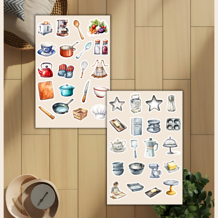 4'lü Mutfak Temalı Sticker Set D00042