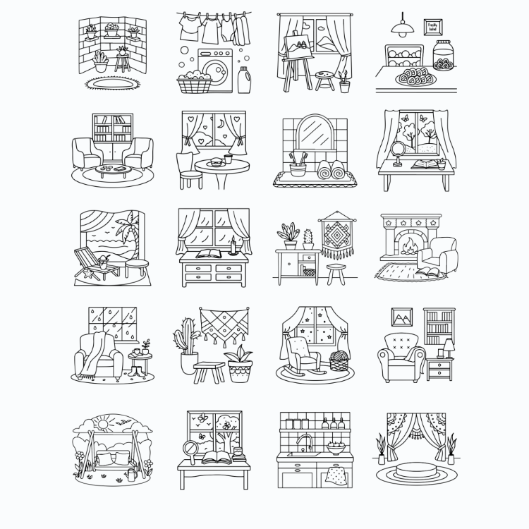 Boyama Kitabı, Köşeli Tatlı Ev, Coloring Book Boyama KŞ00026