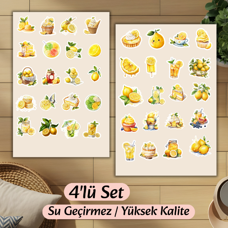 4'lü Limon Temalı Sticker D00005