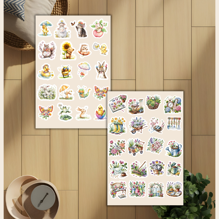4'lü Tatlı Bahar Konsept Temalı Sticker Set D00041