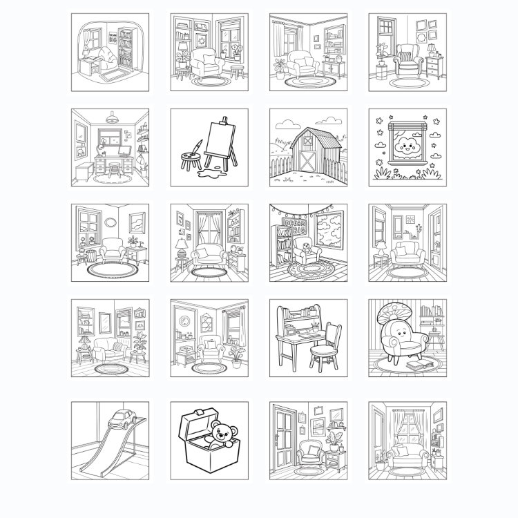 Boyama Kitabı, Köşeli Tatlı Ev, Coloring Book Boyama KŞ00018