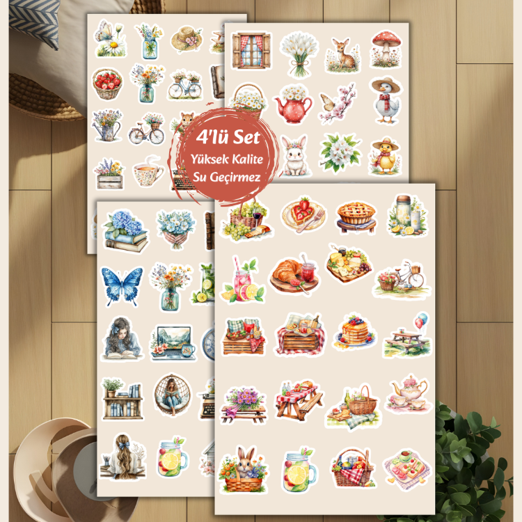 4'lü İlkbahar Sticker Set D00028