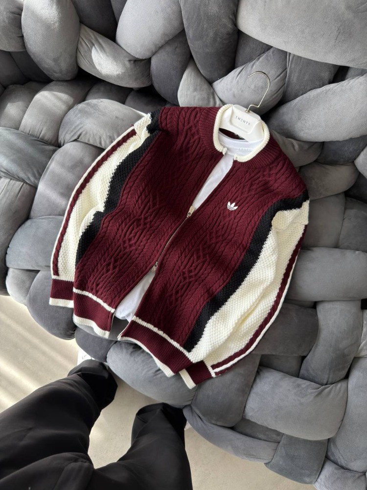 Adidas Bordo Triko Hırka