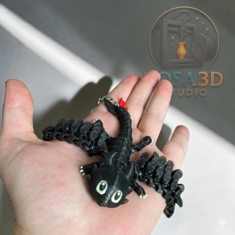 Gece Ejderhası - Hareketli ve Sevimli 3D Anahtarlık