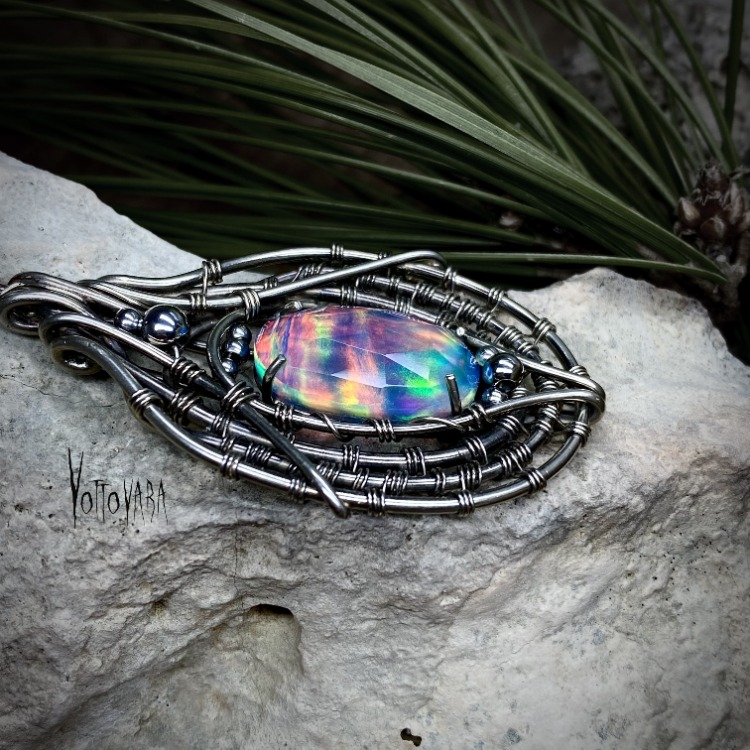 Pink Trap - Aurora Opal Pendant