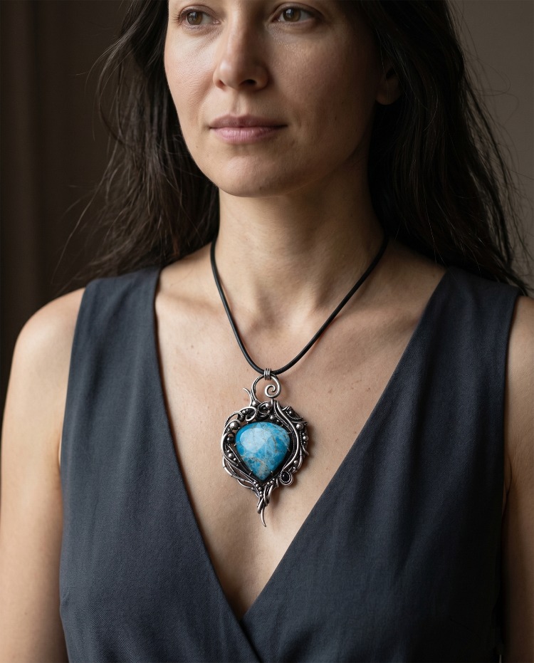 Mountain Heart - Apatite Pendant