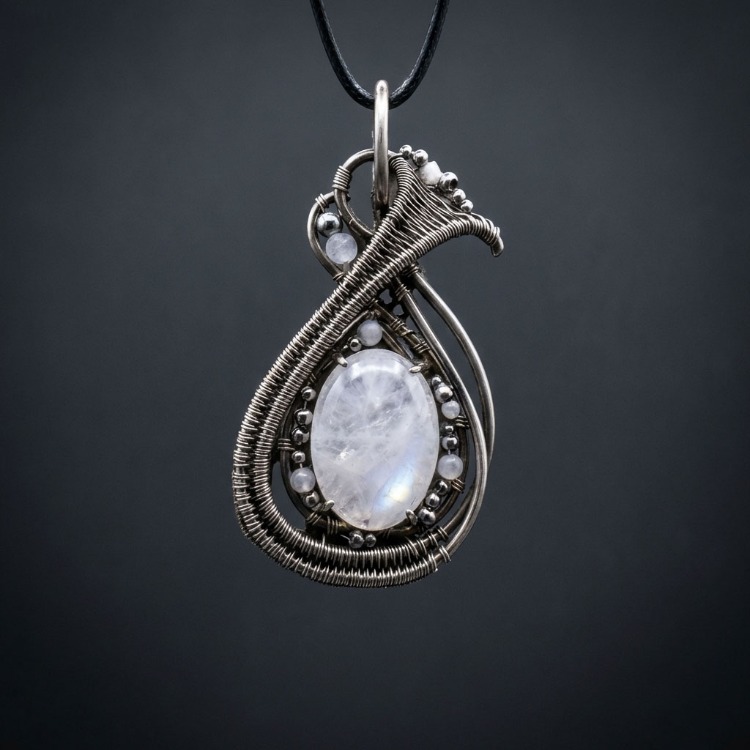 Lunar Drop - Rose Quartz Pendant