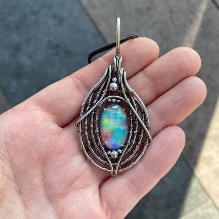 Pink Trap - Aurora Opal Pendant