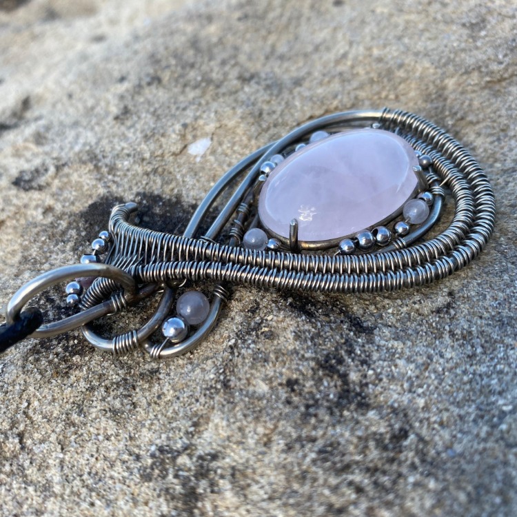 Lunar Drop - Rose Quartz Pendant