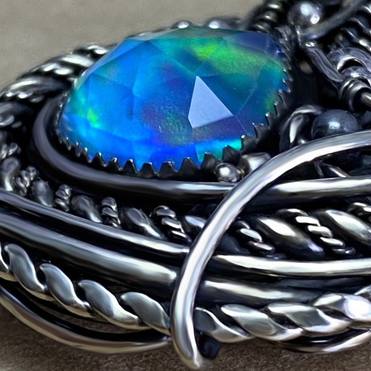 Interwoven Essence - Aurora Opal Pendant