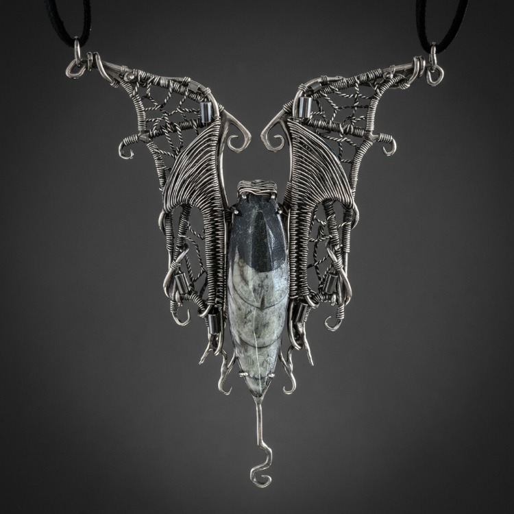 Bat of Darkness - Orthoceras Pendant