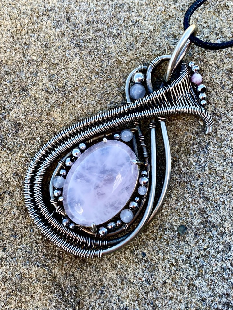 Lunar Drop - Rose Quartz Pendant