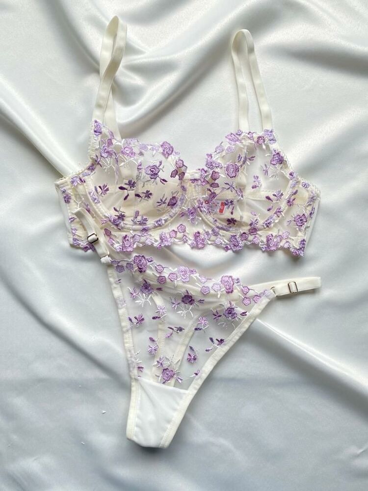 Lila Çiçekli Bralet Takım