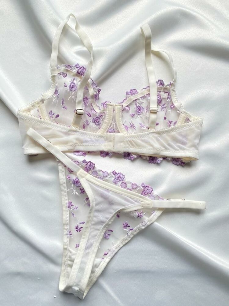 Lila Çiçekli Bralet Takım