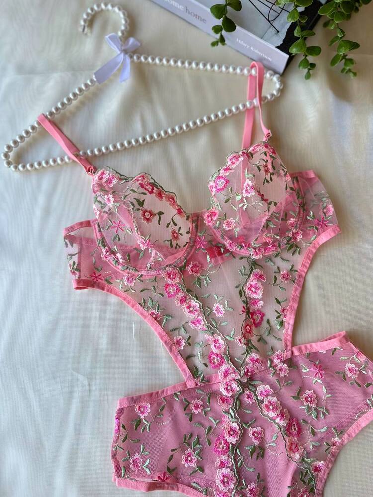 Pembe Dantelli Bodysuit