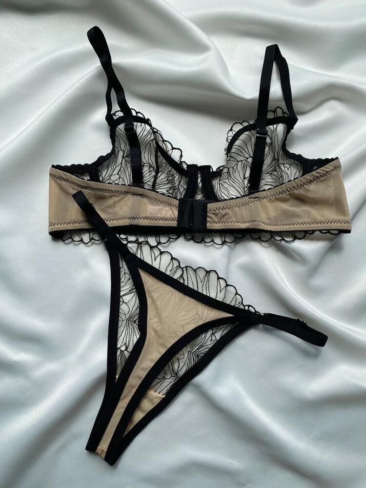 Siyah Dantel Bralet Takım