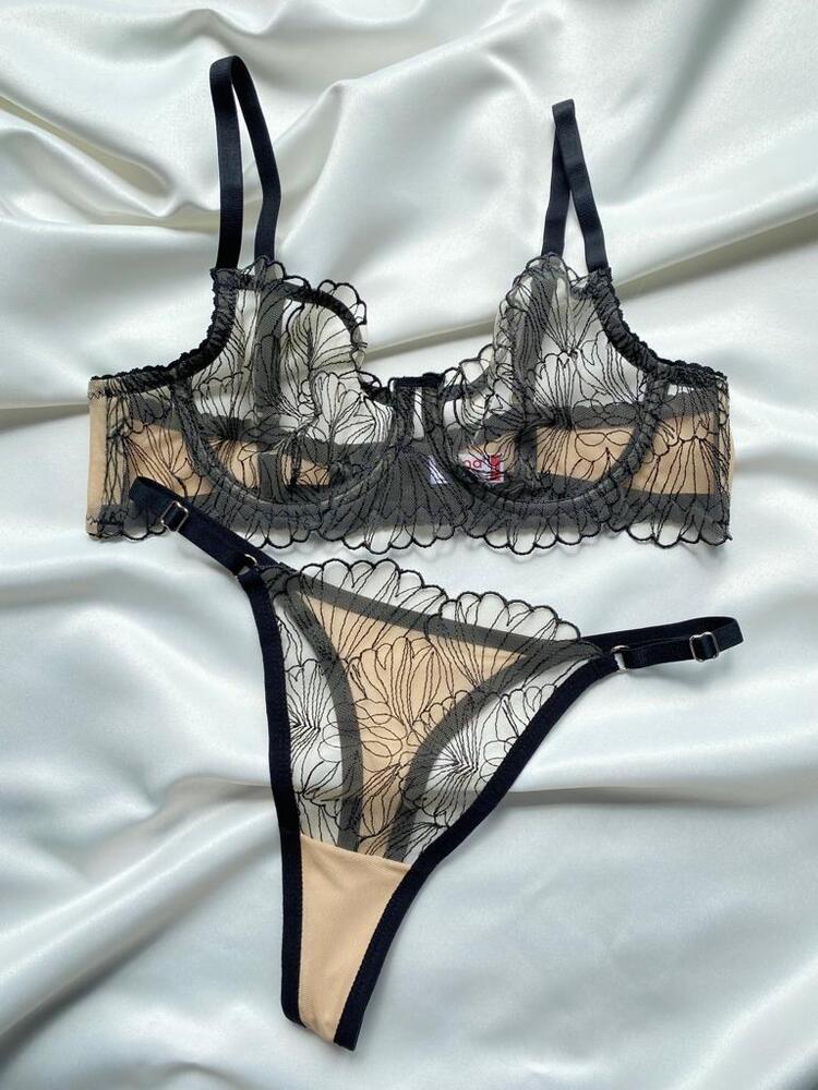 Siyah Dantel Bralet Takım
