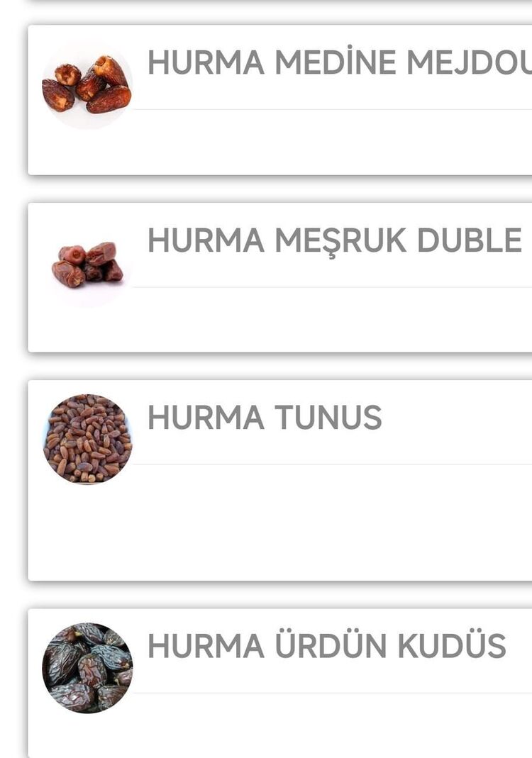 Hurma (Tunus , Ürdün Kudüs , Meşruk Duble ve Medine mejdoul seçenekleriyle)