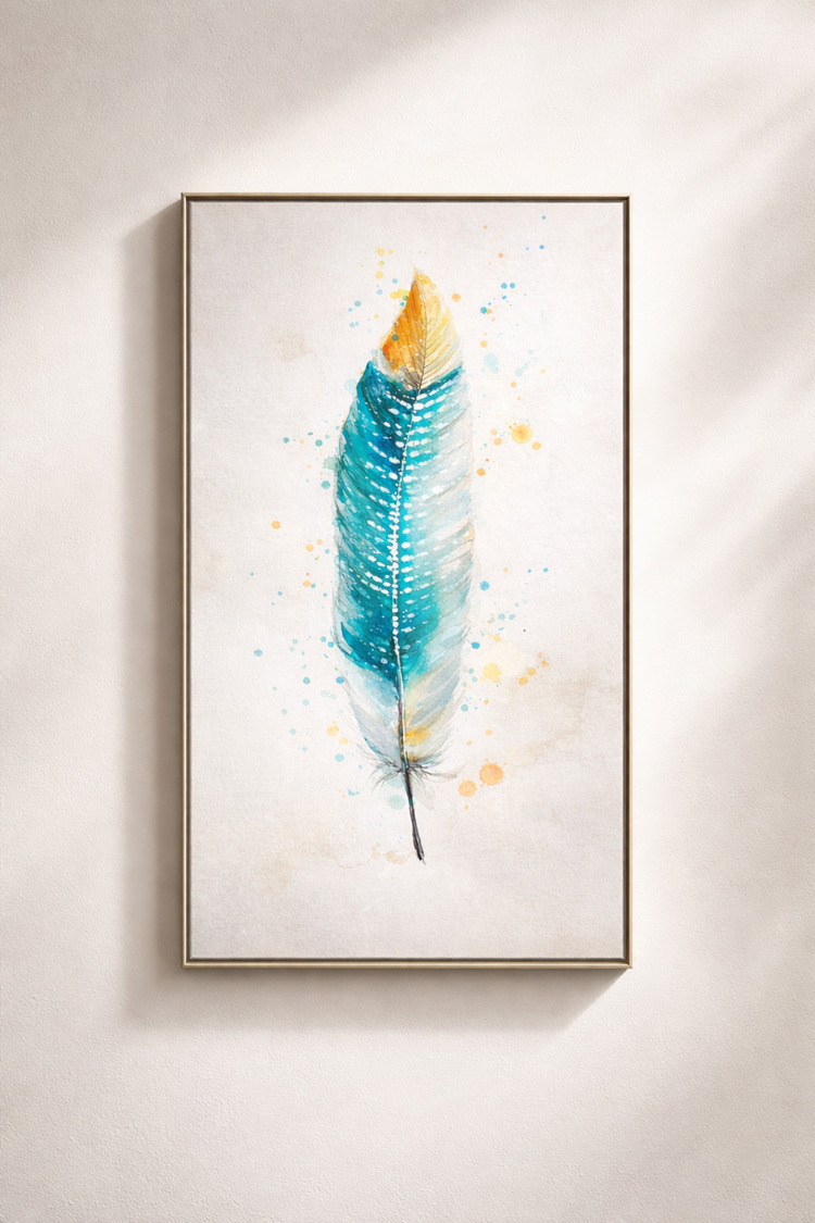 Boho Tüy Motifli Kanvas Tablo Modern Salon Duvar Dekoru Tuval Duvar Panosu
