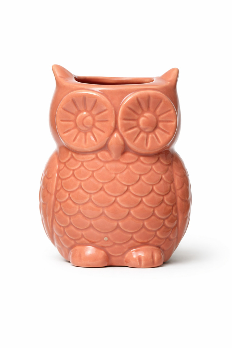 Pembe Mıknatıslı Mini Baykuş Saksı Retro Salon Konsol Raf Ofis Dekoru