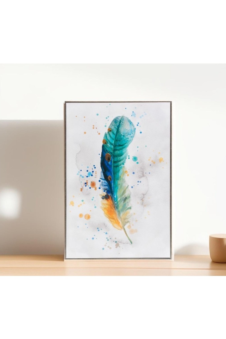 Boho Tüy Motifli Kanvas Tablo Modern Salon Duvar Dekoru Tuval Duvar Panosu