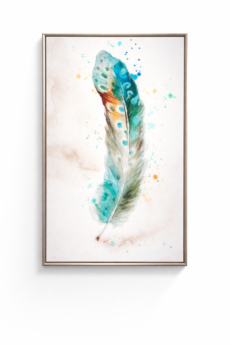 Boho Tüy Motifli Kanvas Tablo Modern Salon Duvar Dekoru Tuval Duvar Panosu