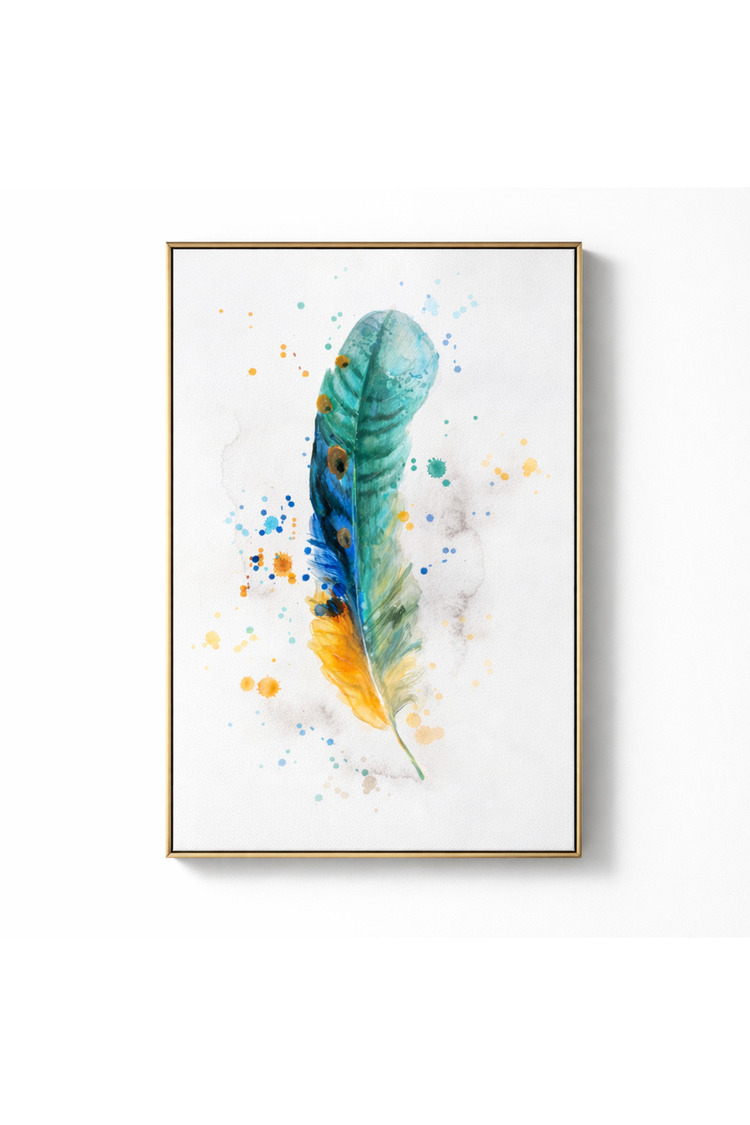 Boho Tüy Motifli Kanvas Tablo Modern Salon Duvar Dekoru Tuval Duvar Panosu