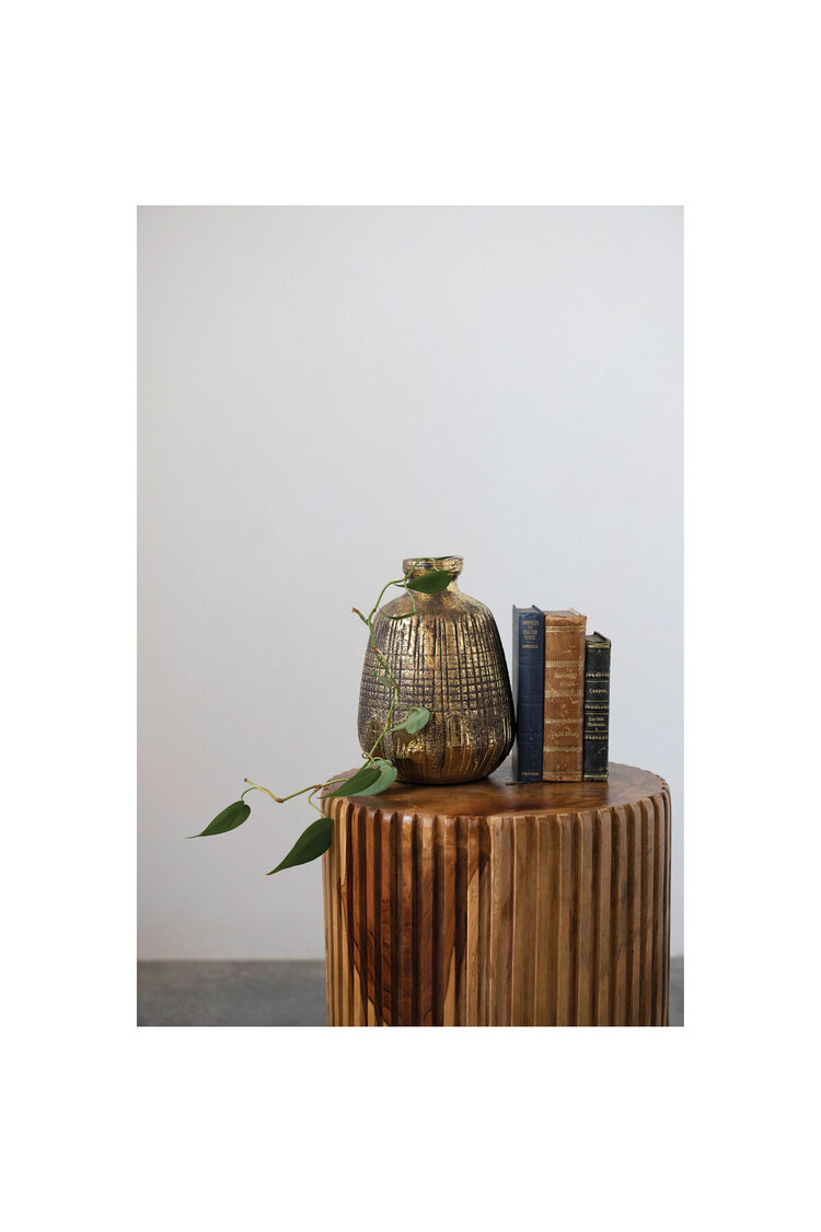 Altın Terracotta Desenli Vazo Modern Salon Konsol Sehpa Dekoru
