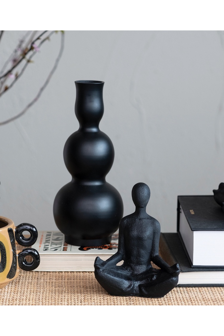 Yoga Dekoratif Obje Siyah Biblo 15 cm Modern Rustik Salon Konsol Masa Üstü Ev Dekoru